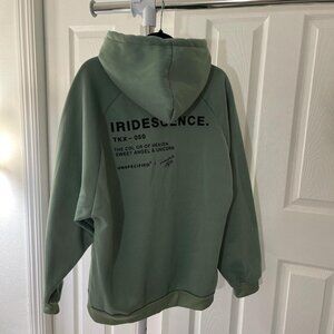 Iridescence Simple Style Green Oversized Hoodie